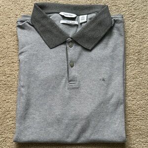 Calvin Klein Black and White Striped Polo Shirt